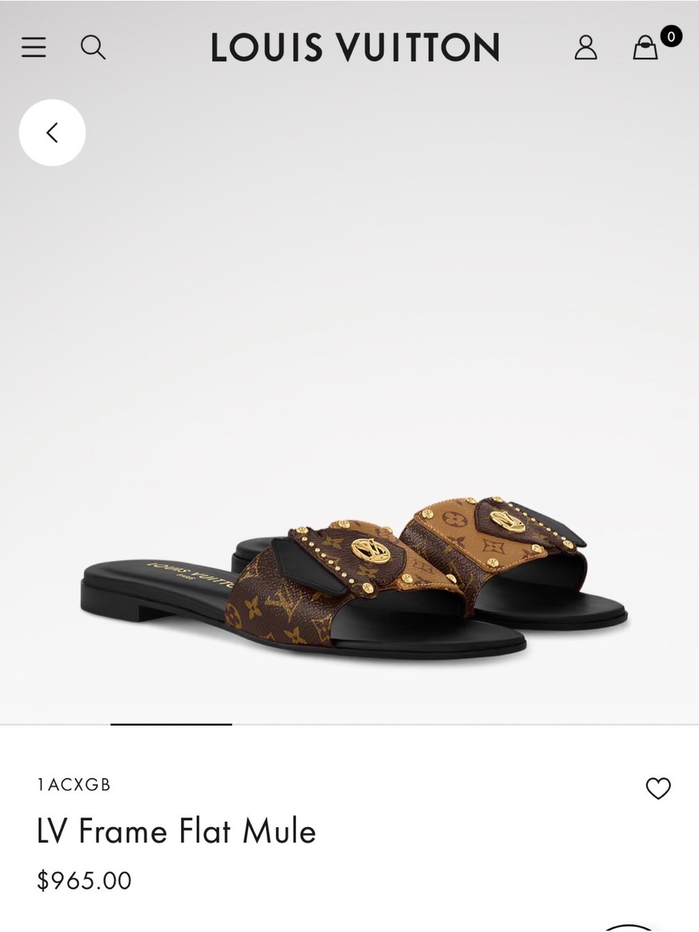 Louis Vuitton Two-Tone Monogram LV Frame Flat Mule in Brown and Black